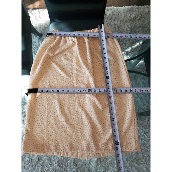 Leslie Fay Skirt Suit Set Women 10 Beige Glitter Dots Short Sleeve Button Front - Picture 8 of 14